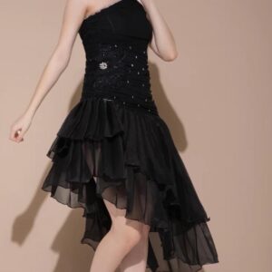 The Dark Tango – Black Asymmetrical Ruffle Dress