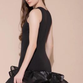 The Onyx Embellish-Black Beaded Ruffle Top