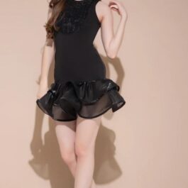 The Onyx Embellish-Black Beaded Ruffle Top